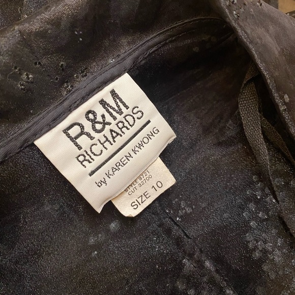 R & M Richards by Karen Kwong Sheer 3/4 Sleeves Glitter Party Jacket BLK SZ 10 - Picture 4 of 7